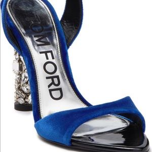 Tom Ford Blue Velvet Ankle Strap Pump